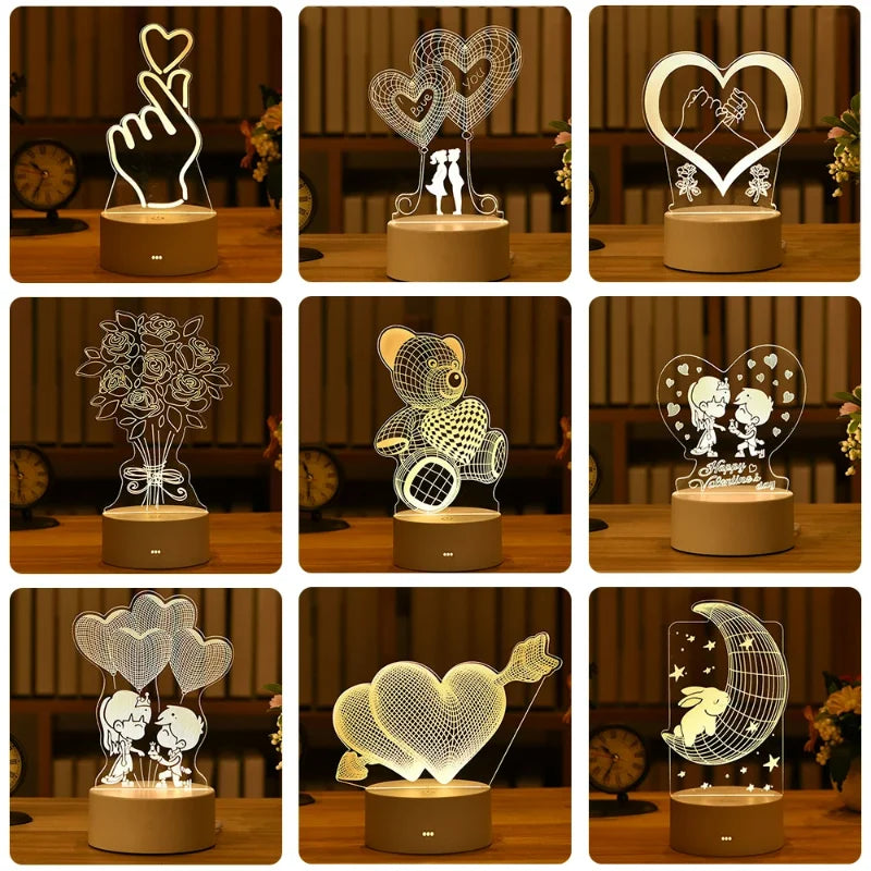 3D Lamp Acrylic USB LED Night Lights Neon Sign Lamp Xmas Christmas Decorations for Home Bedroom Birthday Decor Wedding Gifts